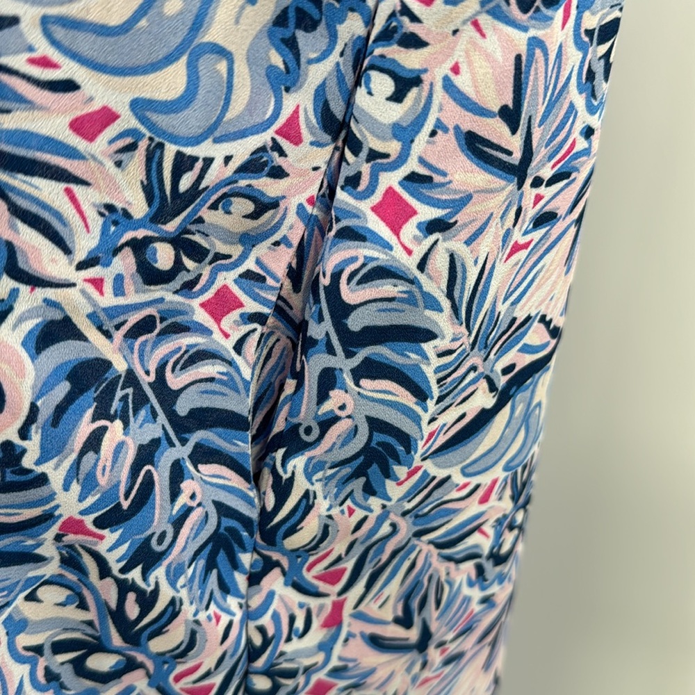 Simply Southern Smock dress-Pink & Blue Leaf Print-Size Large NWT - Picture 5 of 8